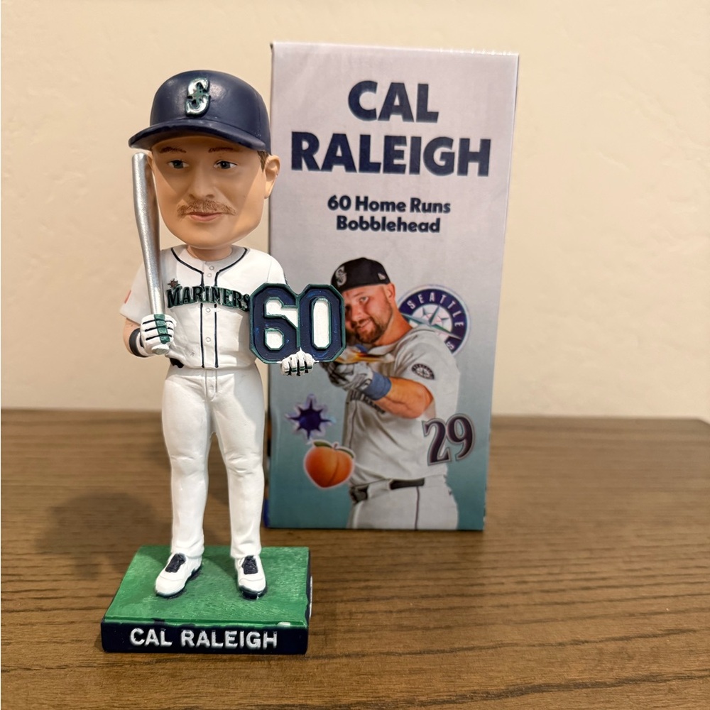 Cal Raleigh Seattle Mariners 60 Home Runs Bobblehead - White/Navy